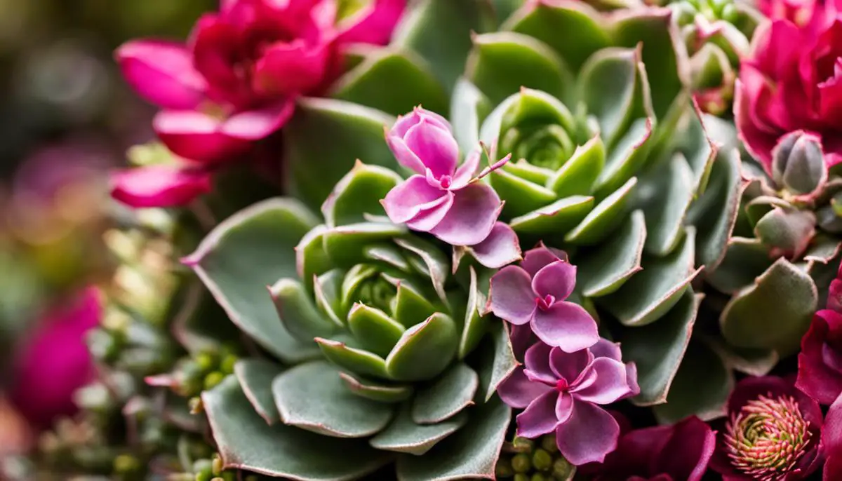A close-up image of a succulent corsage, showcasing its vibrant colors and delicate beauty.
