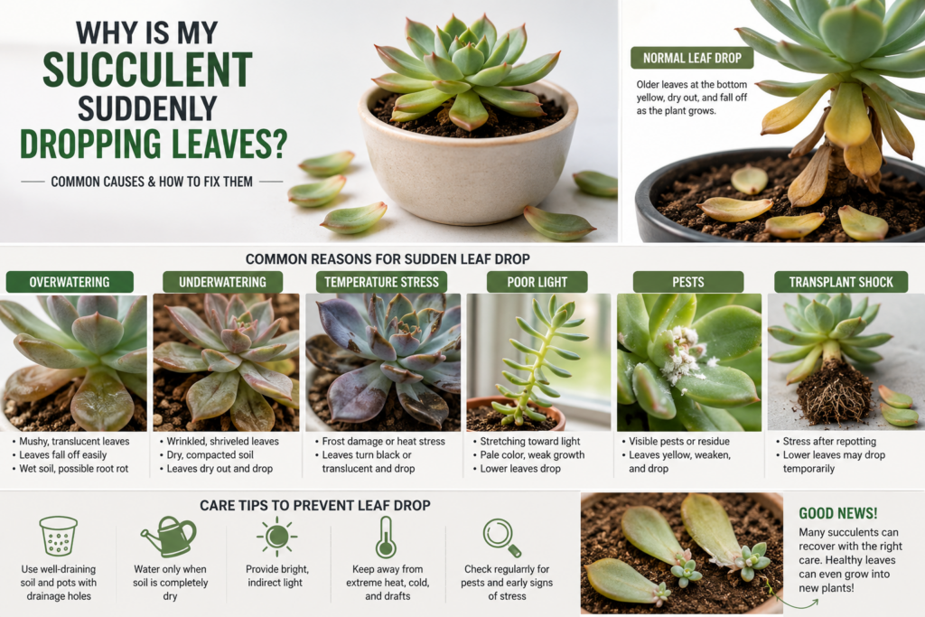 Succulent Dropping Leaves Infographic Infographic about succulents dropping leaves