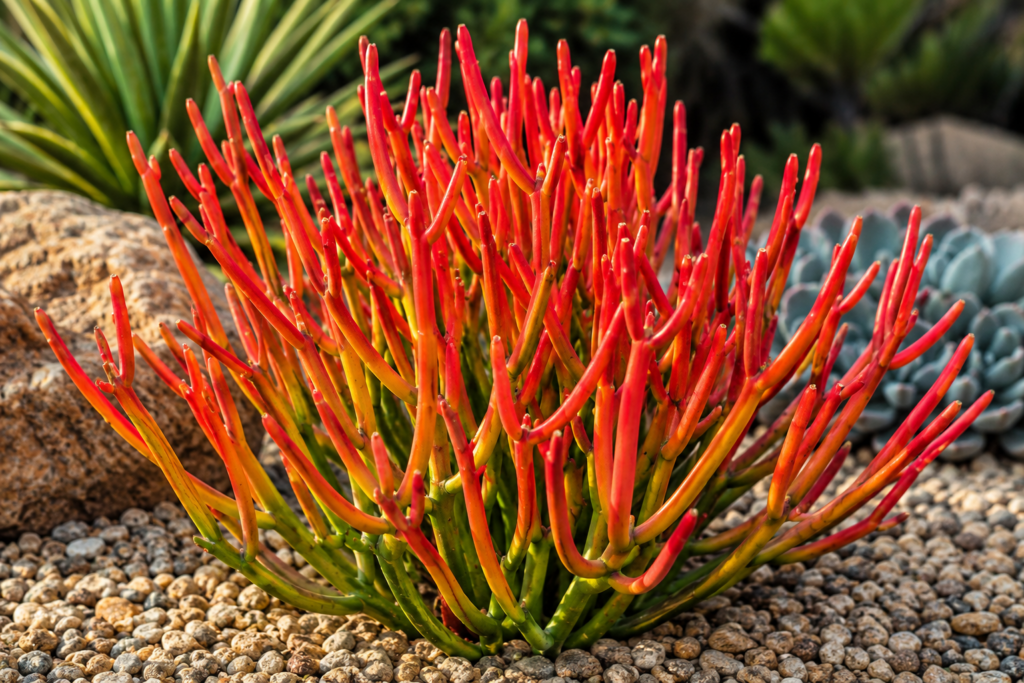 Succulent Fire Sticks Succulent fire sticks in a succulent garden